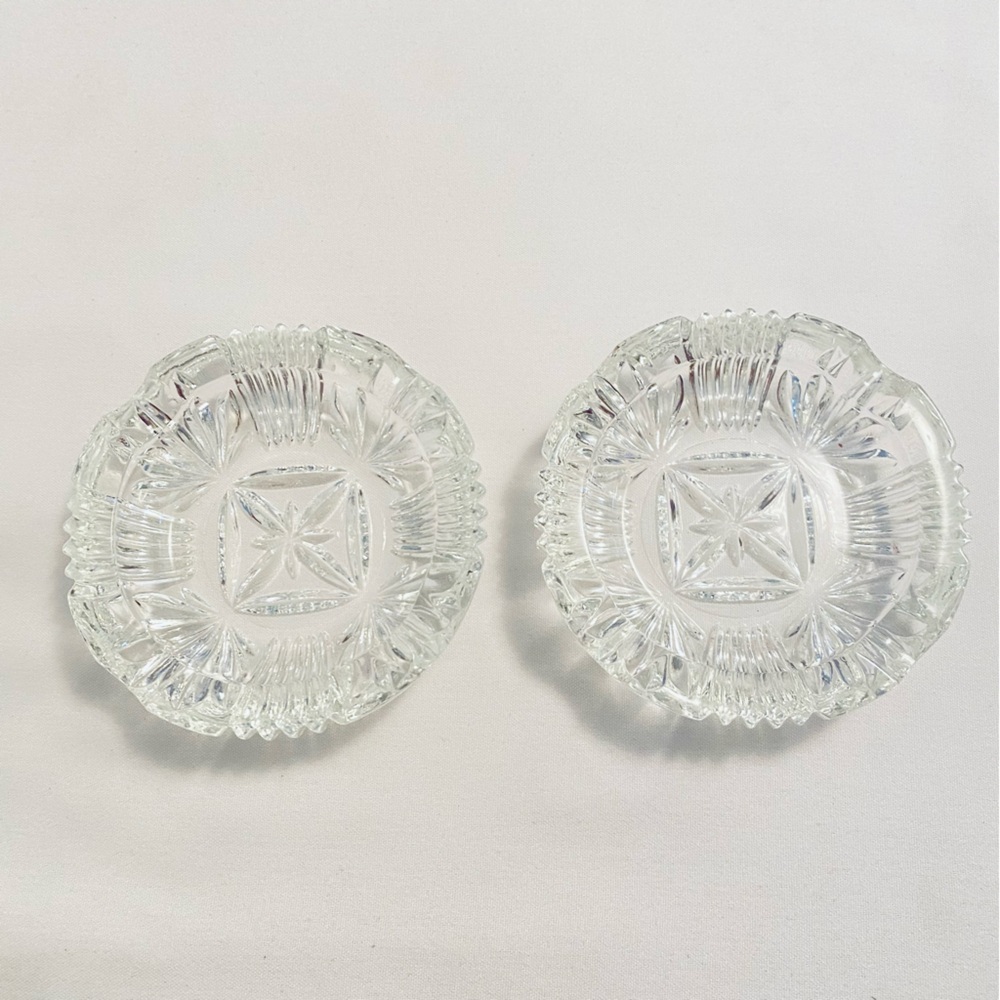 Federal Glass Georgetown Ashtrays Pressed Glass Vintage Set Of 2 - Picture 2 of 4